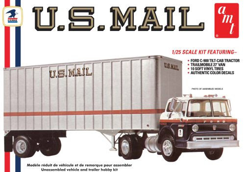 AMT 1/25 Ford C900 US Mail Truck W / USPS Trailer image