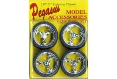 Pegasus Hobbies 1/24 Wheels & Tires Lightning Chrome 23" (4 Pieces) image