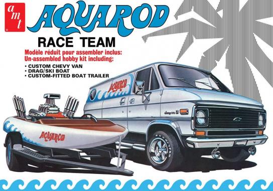 AMT 1/25 1975 Aqua Rod Race Team Chevy Van, Race Boat & Trailer image