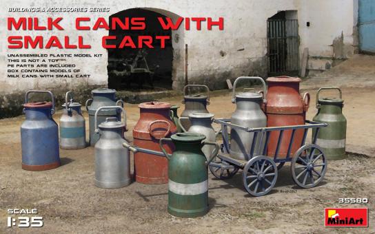 Miniart 1/35 Milk Cans with Small Cart image