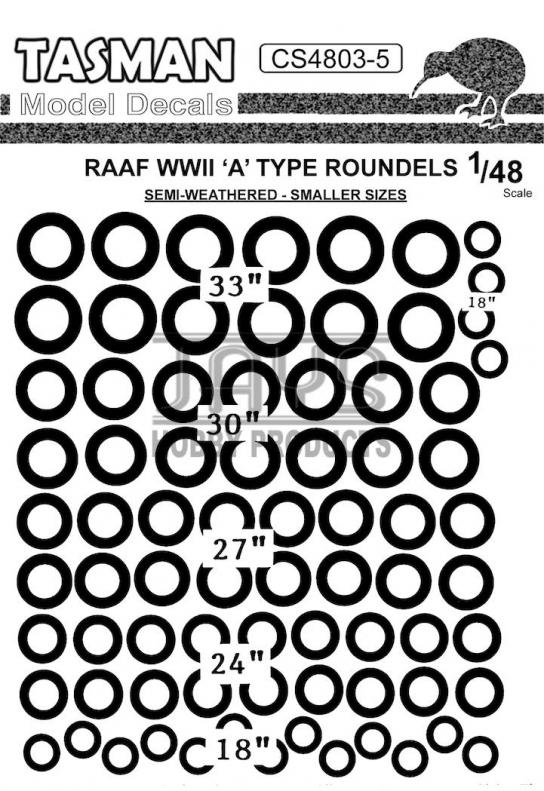 Tasman Models 1/48 RAAF WWII A-Type Roundels image