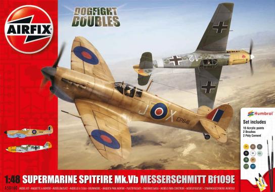 Airfix 1/48 Dogfight Doubles - Supermarine Spitfire & Messerschmitt Model Set image
