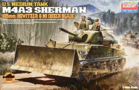 Academy 1/35 M4A3 105mm Sherman & M1 Dozer Blade image