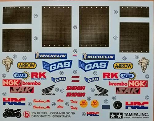 Tamiya 1/12 Repsol Honda NSR500'99 Decal Set B image