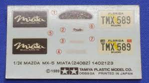 Tamiya 1/24 Mazda MX-5 Miata Decal Set image