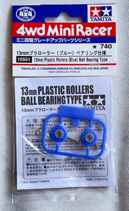 Tamiya Plastic Rollers 13mm Blue Mini 4WD image