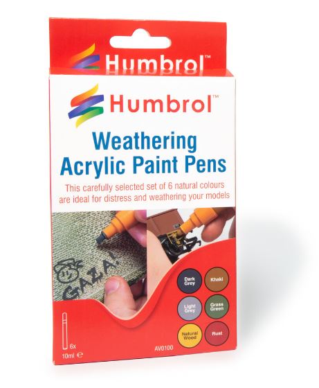 Humbrol Weathering Acrylic Paint Pens 6pcs image