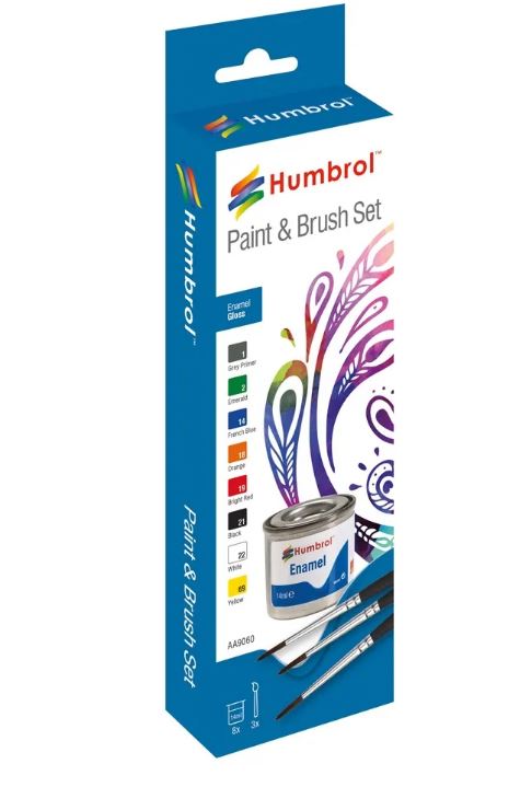 Humbrol Enamel Gloss Paint & Brush Set image