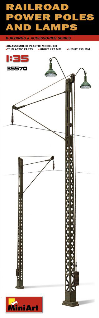 Miniart 1/35 Railroad Power Poles & Lamps image