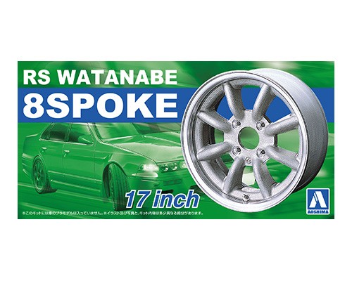 Aoshima 1/24 Rims & Tires - Watanabe 8Spoke 17" image