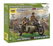 Zvezda 1/72 Soviet Motorcycle M-72 with Sidecar & Crew image