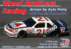Salvinos Jr 1/24 Ford Thunderbird Wood Brothers Racing 1987 #21 Kyle Petty image