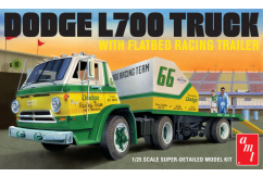 AMT 1/25 1966 Dodge L700 Truck with Flatbed Racing Trailer image