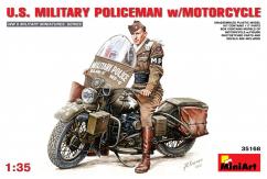 Miniart 1/35 U.S. Military Policeman with Motorcycle image