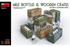 Miniart 1/35 Milk Bottles & Wooden Crates image
