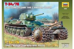Zvezda 1/35 Soviet Battle Tank T-34/76 W/Mine Plow image