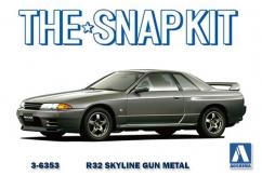 Aoshima 1/32 Nissan Skyline GT-R R32 Met Gun Grey - Snap Kit image