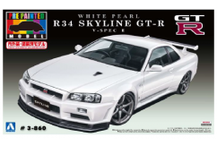 Aoshima 1/24 Nissan R34 Skyline GT-R V-Spec 2 - Pearl White image