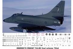 OMD 1/72 TA-4K Skyhawk Royal New Zealand Air Force Decal Set image