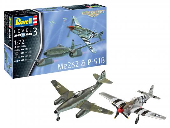 Revell 1/72 Messerschmitt Me262 & P-51B Mustang Combat Set image