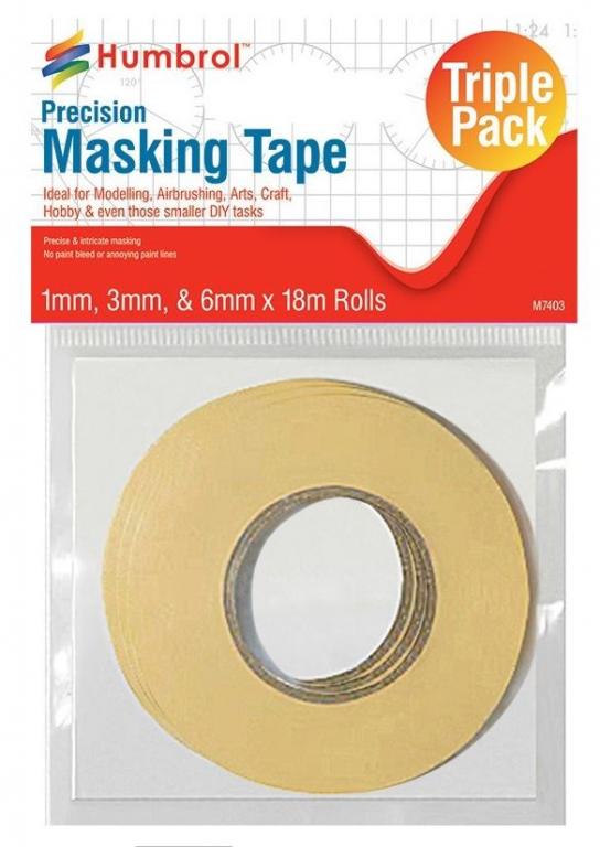 Humbrol Masking Tape Set 1mm, 3mm, & 6mm x 18m Rolls image