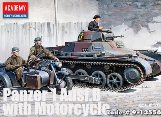 Academy 1/35 Panzer I Ausf.B with Motorbike & Sidecar image