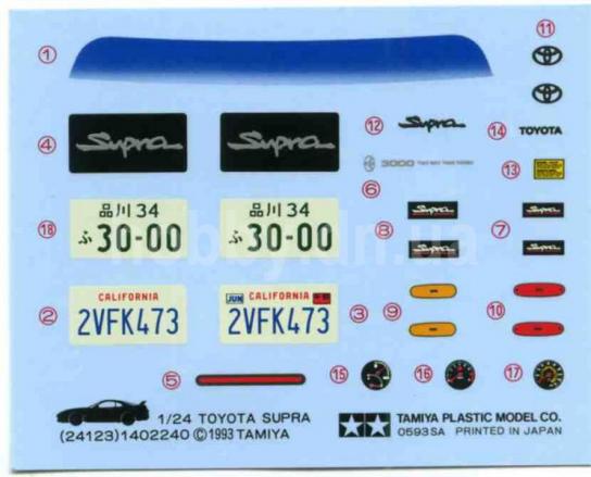 Tamiya 1/24 Toyota Supra Decal Set image