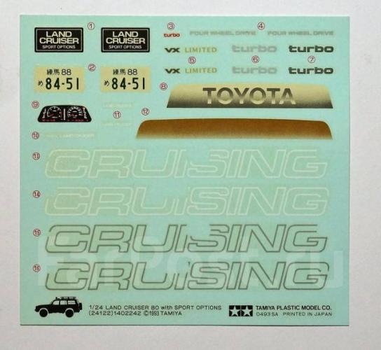 Tamiya 1/24 Land Cruiser 80 Decal Set image