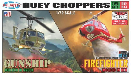 Atlantis 1/72 Huey Chopper 2 Pack Fire Fighter and Vietnam Gunship image