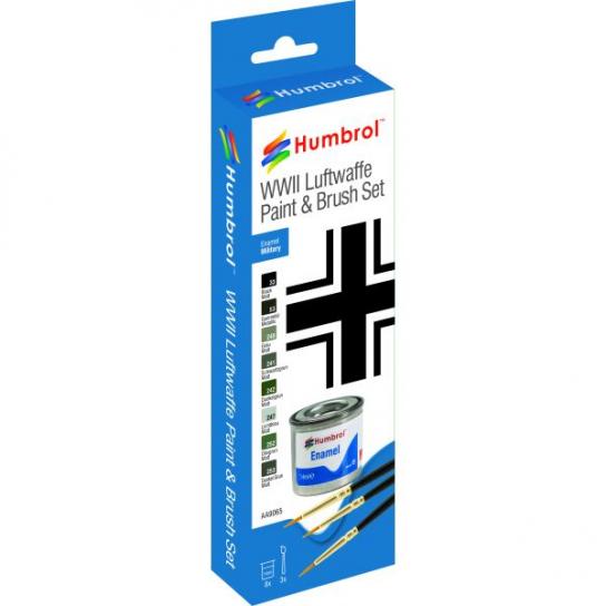 Humbrol Enamel Luftwaffe WWII Paint & Brush Set image