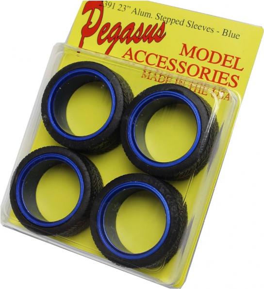 Pegasus Hobbies 1/24 Polished Blue Aluminium 23" Sleeves with Tyres image