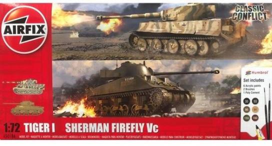Airfix 1/72 Tiger 1 vs Sherman Firefly Vc Classic Conflict Gift Set image