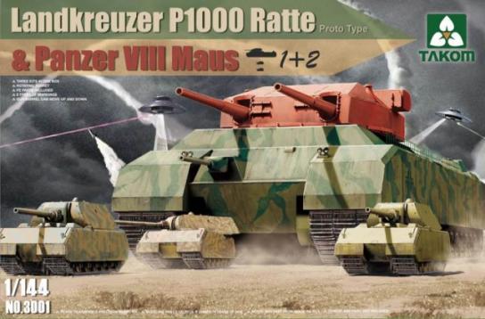 Takom 1/144 Heavy Battle Tank Landkruezer P1000 & Panzer VIII Maus image