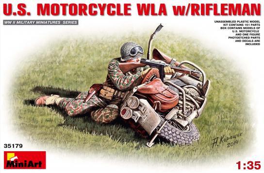 Miniart 1/35 U.S. Motorcycle WLA with Rifleman image