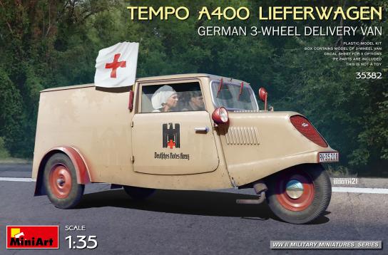 Miniart 1/35 Tempo A400 Lieferwagon German 3-Wheel Delivery Van image