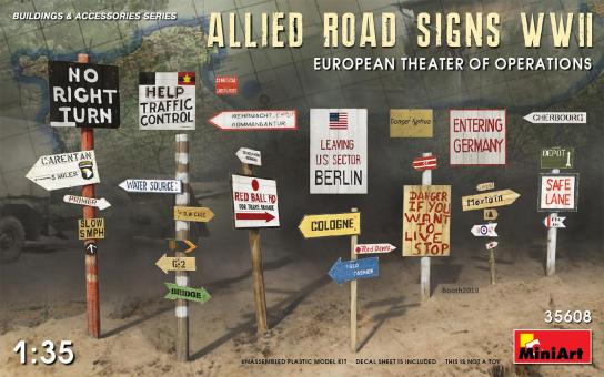 Miniart 1/35 Allied Road Signs WWII - European Theater of Operations image