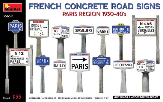 Miniart 1/35 French Concrete Road Signs - Paris Region 1930-1940s image