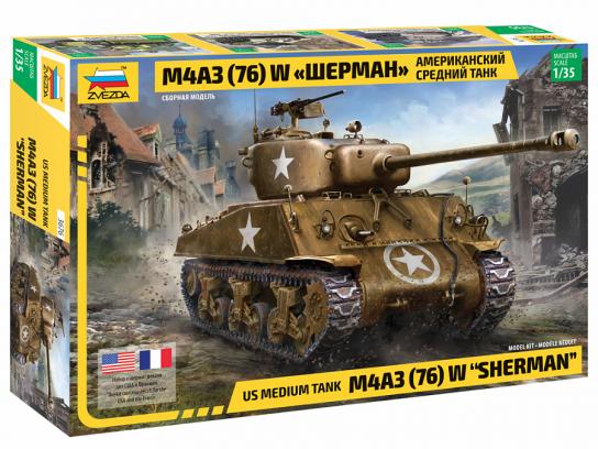 Zvezda 1/35 US Medium Tank M4A3 (76) W "Sherman" image