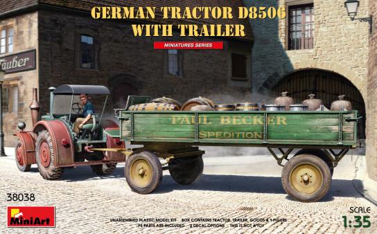 Miniart 1/35 German Tractor D8506 with Trailer image