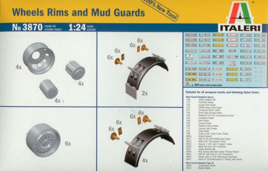 Italeri 1/24 Wheels Rims and Mud Guards image