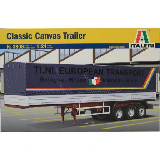 Italeri 3908 1/24 Scale Model Truck Kit Classic Cargo Canvas Trailer Semitrailer 