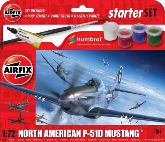 Airfix 1/72 North American P-51D Mustang - Starter Set ~~DAMAGED BOX~~ image