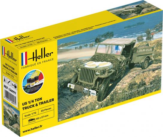 Heller 1/72 U.S 1/4 Ton Truck Trailer - Starter Kit image