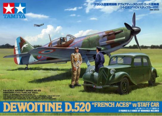 Tamiya 1/48 Dewoitine D.520 "French Aces" with Staff Car image