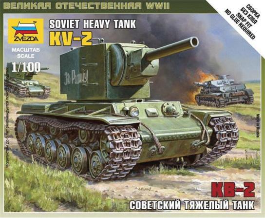 Zvezda 1/100 Kv-2 Soviet Tank Snap Kit image