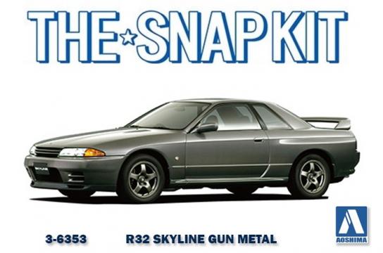 Aoshima 1/32 Nissan Skyline GT-R R32 Met Gun Grey - Snap Kit image