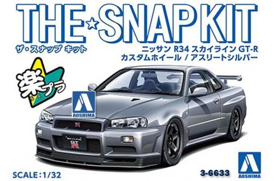 Aoshima 1/32 Nissan R34 Skyline GT-R Custom ATH Silver - Snap Kit image
