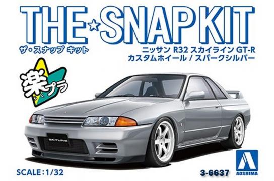 Aoshima 1/32 Nissan R34 Skyline GT-R Custom Sparkling Silver- Snap Kit image