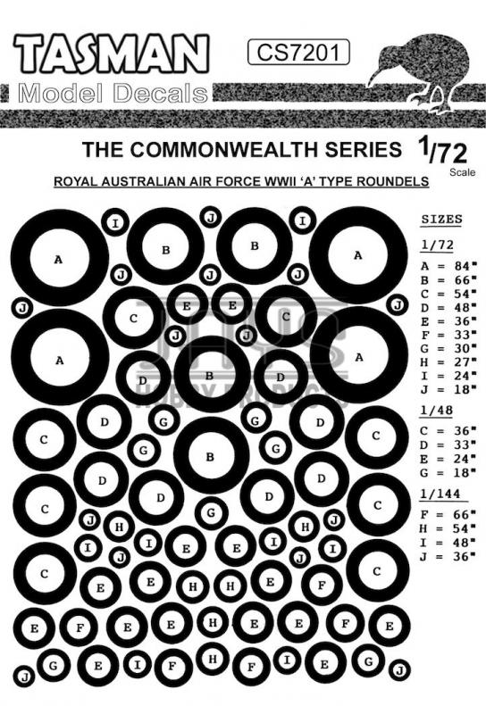 Tasman Models 1/72 RAAF WWII 'A' Type Roundels image