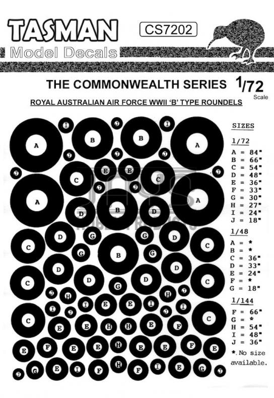 Tasman Models 1/72 RAAF WWII 'B' Type Roundels image